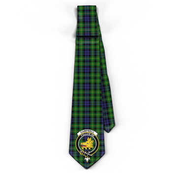 Campbell of Breadalbane Tartan Classic Necktie with Family Crest