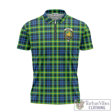 Campbell of Breadalbane Ancient Tartan Zipper Polo Shirt with Family Crest