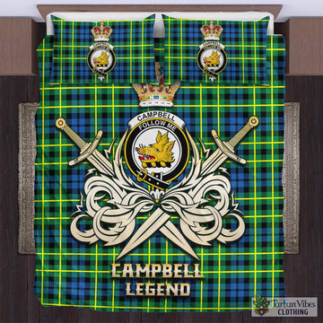 Campbell of Breadalbane Ancient Tartan Bedding Set with Clan Crest and the Golden Sword of Courageous Legacy