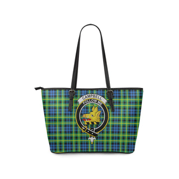Campbell of Breadalbane Ancient Tartan Leather Tote Bag with Family Crest