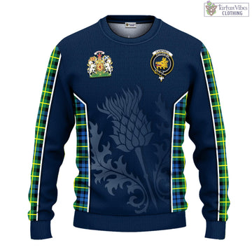 Campbell of Breadalbane Ancient Tartan Knitted Sweatshirt with Family Crest and Scottish Thistle Vibes Sport Style