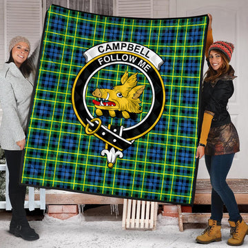 Campbell of Breadalbane Ancient Tartan Quilt with Family Crest