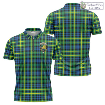 Campbell of Breadalbane Ancient Tartan Zipper Polo Shirt with Family Crest