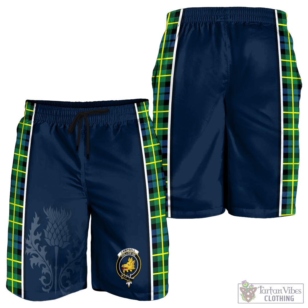 Tartan Vibes Clothing Campbell of Breadalbane Ancient Tartan Men's Shorts with Family Crest and Scottish Thistle Vibes Sport Style