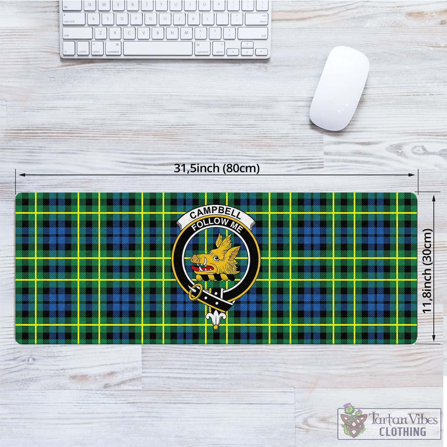 Tartan Vibes Clothing Campbell of Breadalbane Ancient Tartan Mouse Pad with Family Crest