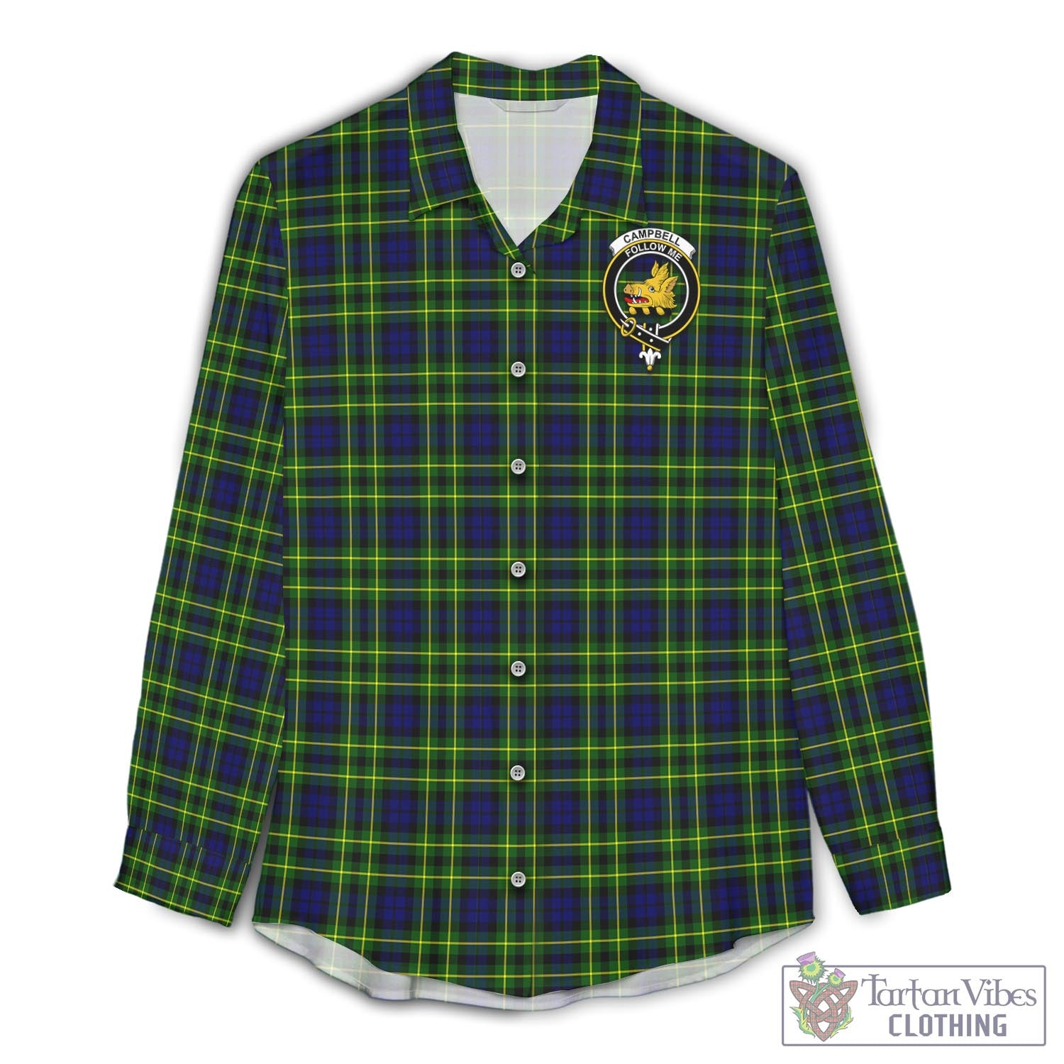 Tartan Vibes Clothing Campbell of Breadalbane Modern Tartan Womens Casual Shirt with Family Crest