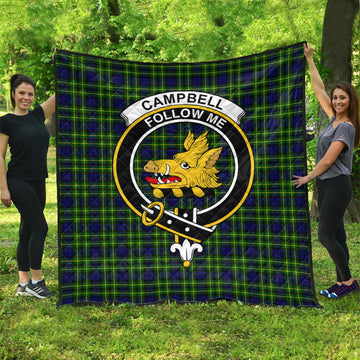 Campbell of Breadalbane Modern Tartan Quilt with Family Crest