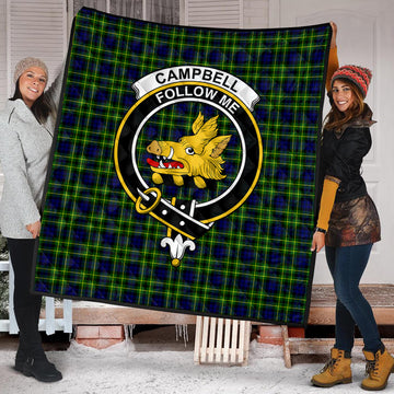 Campbell of Breadalbane Modern Tartan Quilt with Family Crest