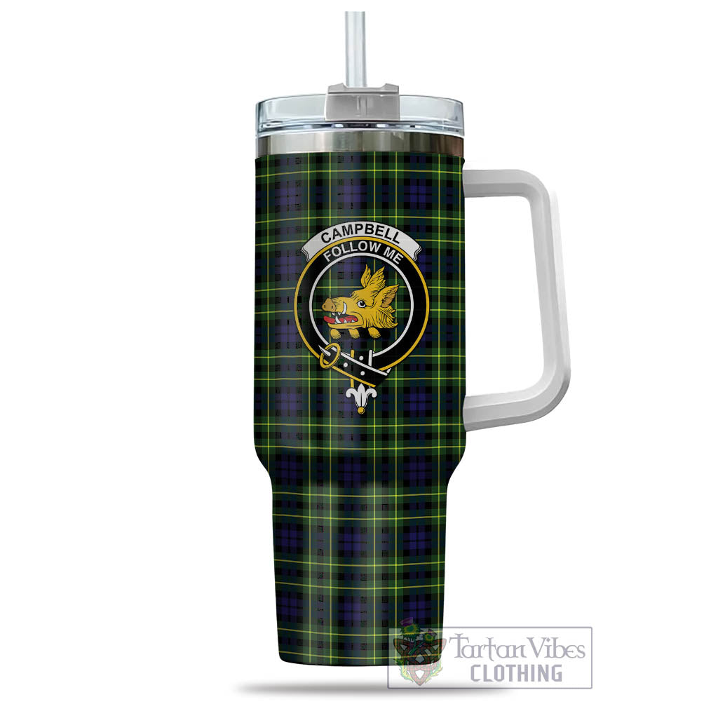 Tartan Vibes Clothing Campbell of Breadalbane Modern Tartan and Family Crest Tumbler with Handle