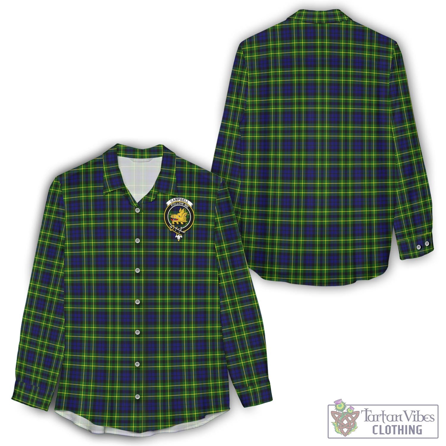 Tartan Vibes Clothing Campbell of Breadalbane Modern Tartan Womens Casual Shirt with Family Crest