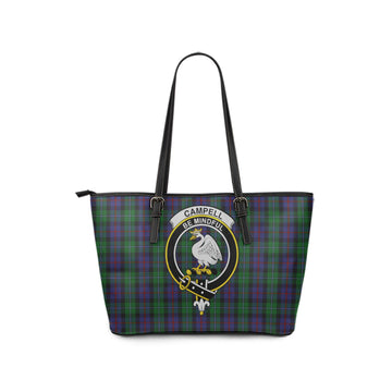Campbell of Cawdor Tartan Leather Tote Bag with Family Crest