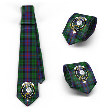Campbell of Cawdor Tartan Classic Necktie with Family Crest