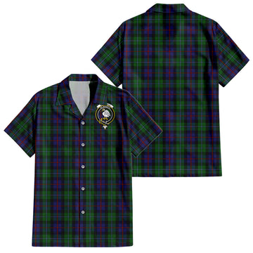 Campbell of Cawdor Tartan Short Sleeve Button Down Shirt with Family Crest