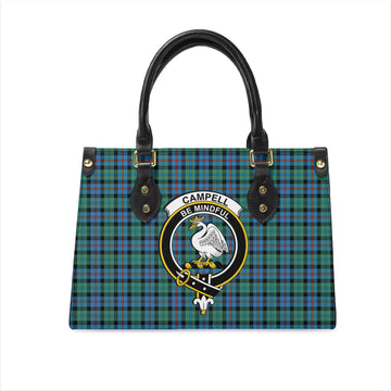 Campbell of Cawdor Ancient Tartan Leather Bag with Family Crest