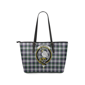 Campbell of Cawdor Dress Tartan Leather Tote Bag with Family Crest