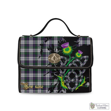 Campbell of Cawdor Dress Tartan Waterproof Canvas Bag with Scotland Map and Thistle Celtic Accents