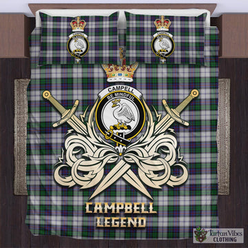 Campbell of Cawdor Dress Tartan Bedding Set with Clan Crest and the Golden Sword of Courageous Legacy
