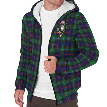 Campbell of Cawdor Modern Tartan Sherpa Hoodie with Family Crest