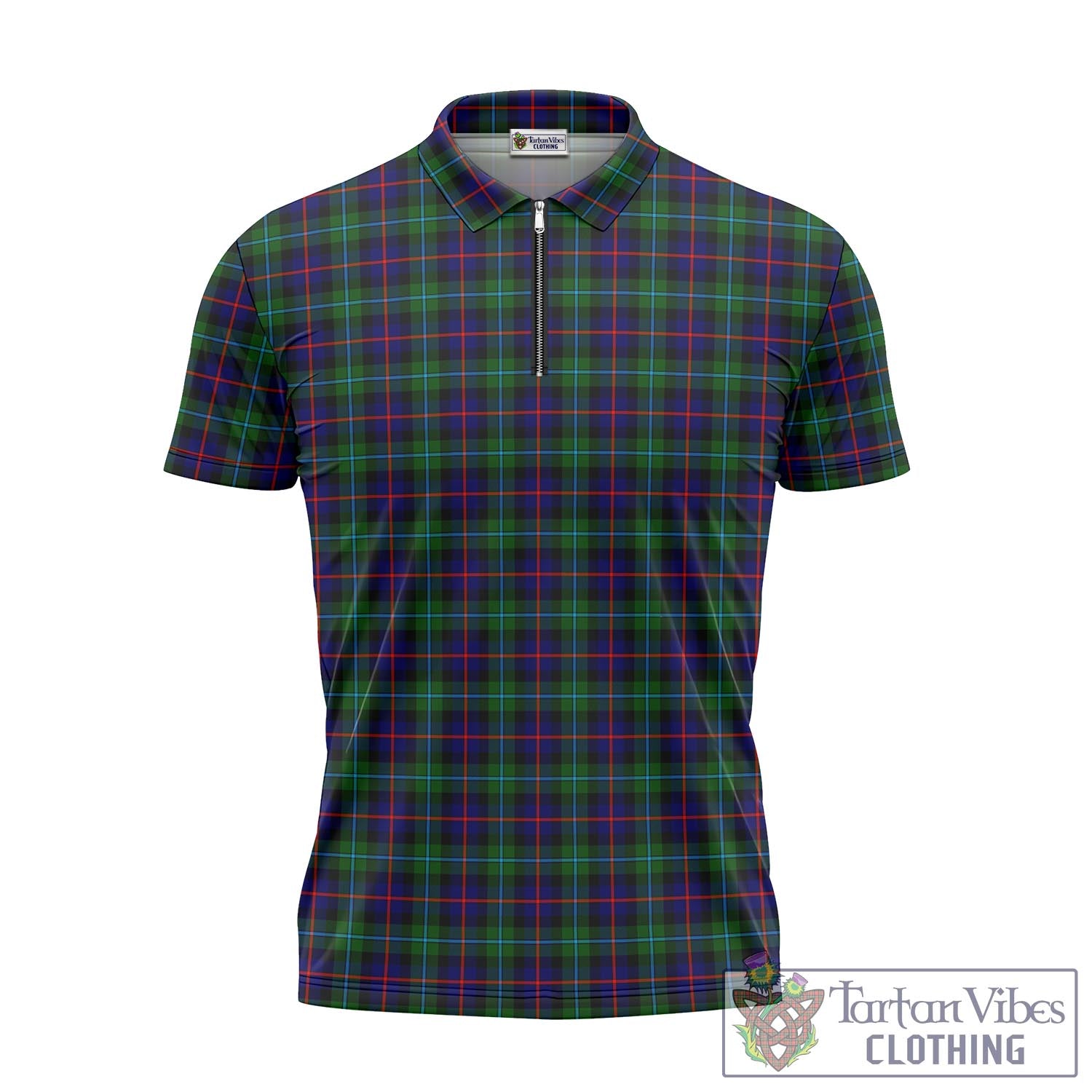 Tartan Vibes Clothing Campbell of Cawdor Modern Tartan Zipper Polo Shirt