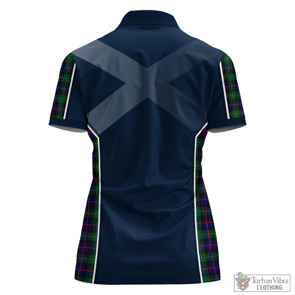 Tartan Vibes Clothing Campbell of Cawdor Modern Tartan Women's Polo Shirt with Family Crest and Lion Rampant Vibes Sport Style