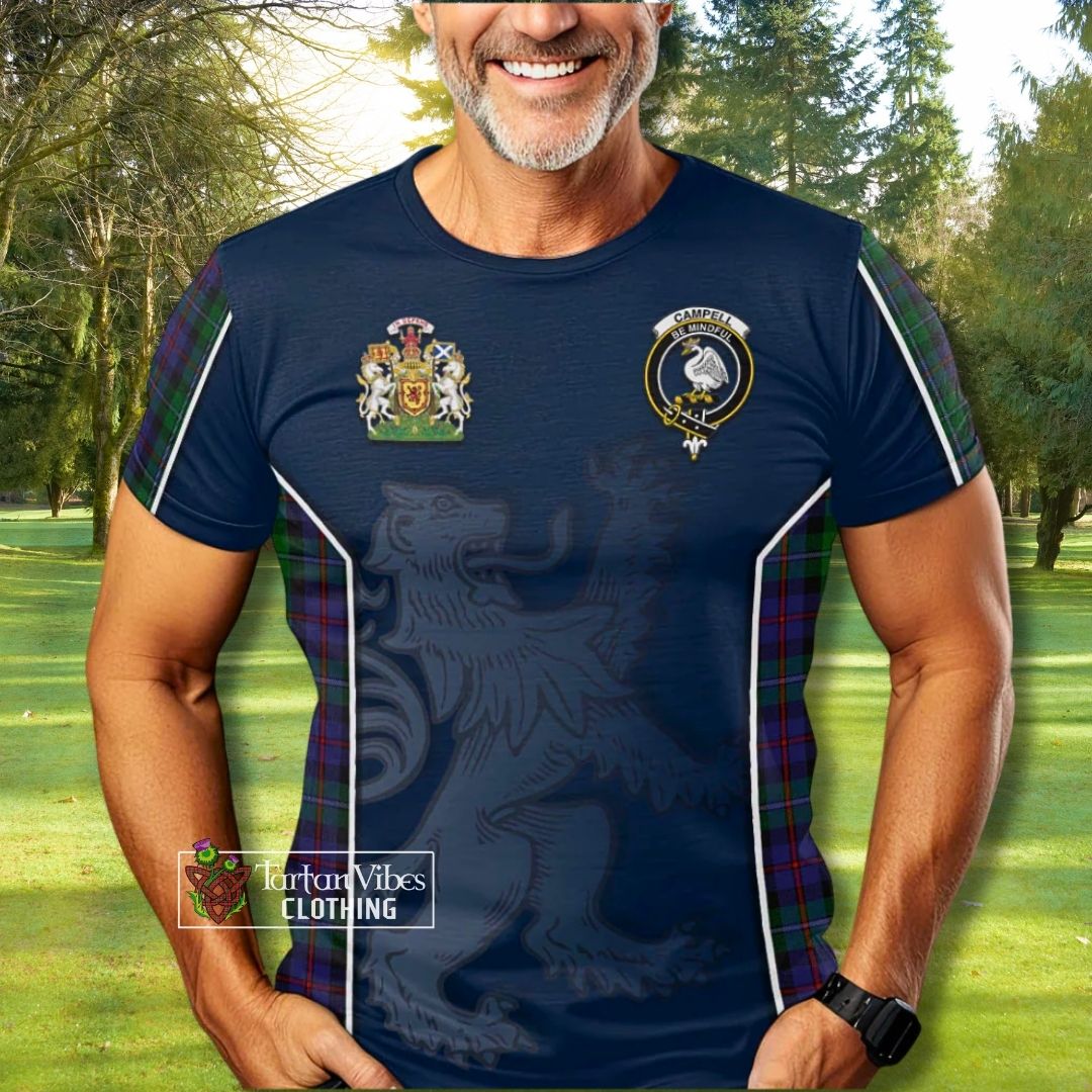 Campbell of Cawdor Tartan T-Shirt with Family Crest and Lion Rampant Vibes Sport