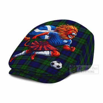 Campbell Scotland Football Tartan Flat Cap, Jeff Cap Lion Mascot Go Scottish - Tartan Vibes Clothing