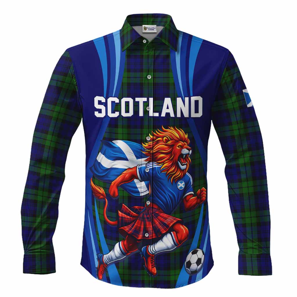 Campbell Scotland Football Tartan Long Sleeve Button Shirts Lion Mascot Go Scottish Men's Shirt S - Tartan Vibes Clothing