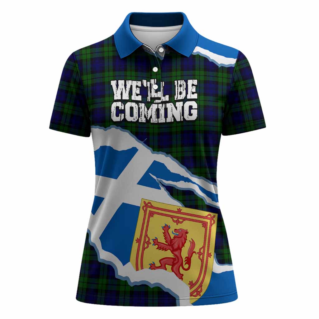 Campbell Scotland Football Tartan Women Polo Shirt We'll Be Coming