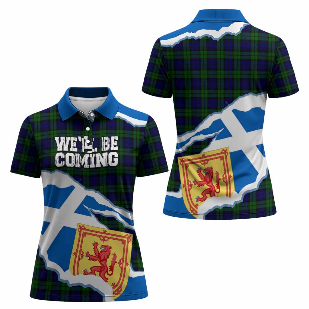 Campbell Scotland Football Tartan Women Polo Shirt We'll Be Coming