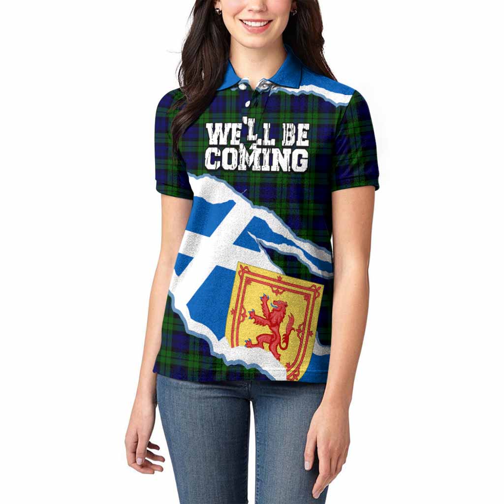 Campbell Scotland Football Tartan Women Polo Shirt We'll Be Coming