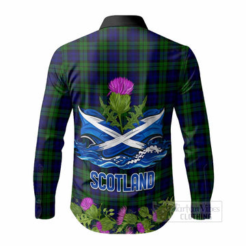 Campbell Scotland Tartan Crest Thistle Heritage Long Sleeve Button Shirts