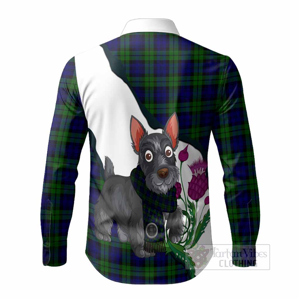 Campbell Scottish Terrier Tartan Crest Long Sleeve Button Shirts Thistle Heritage Art