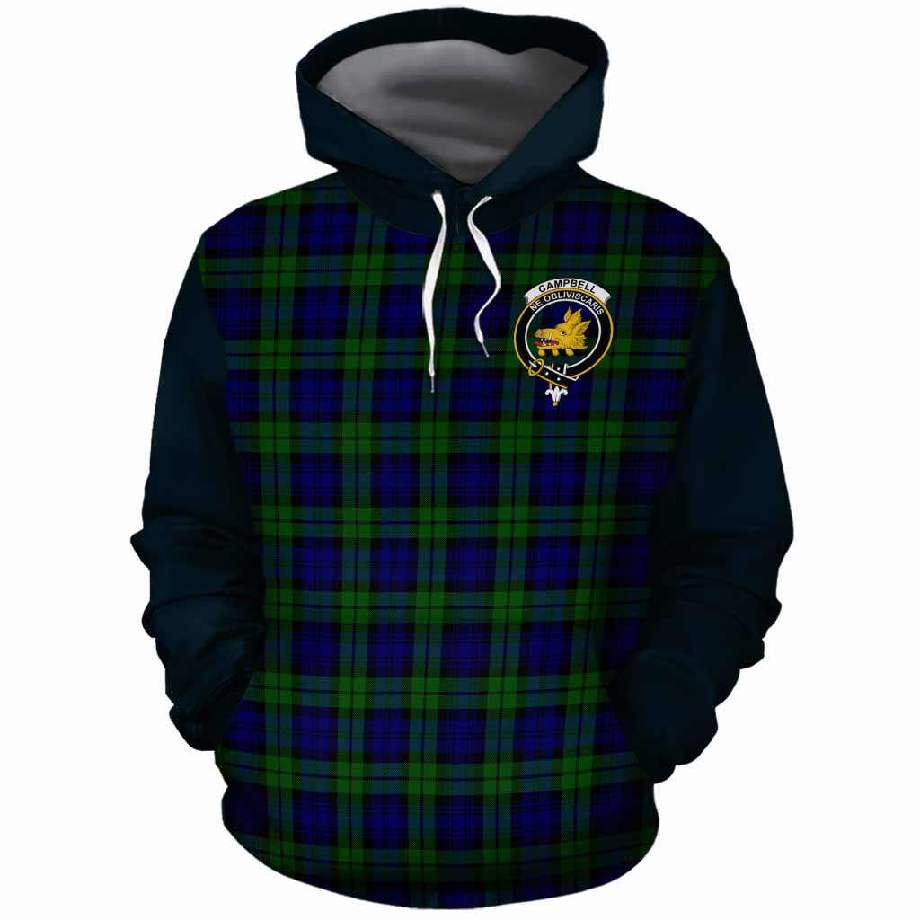 Campbell Tartan Accent Cotton Hoodie with Family Crest