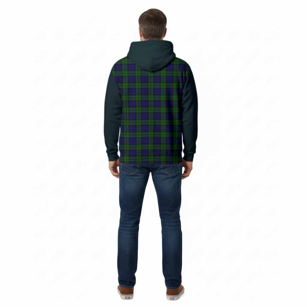 Campbell Tartan Accent Cotton Hoodie with Family Crest