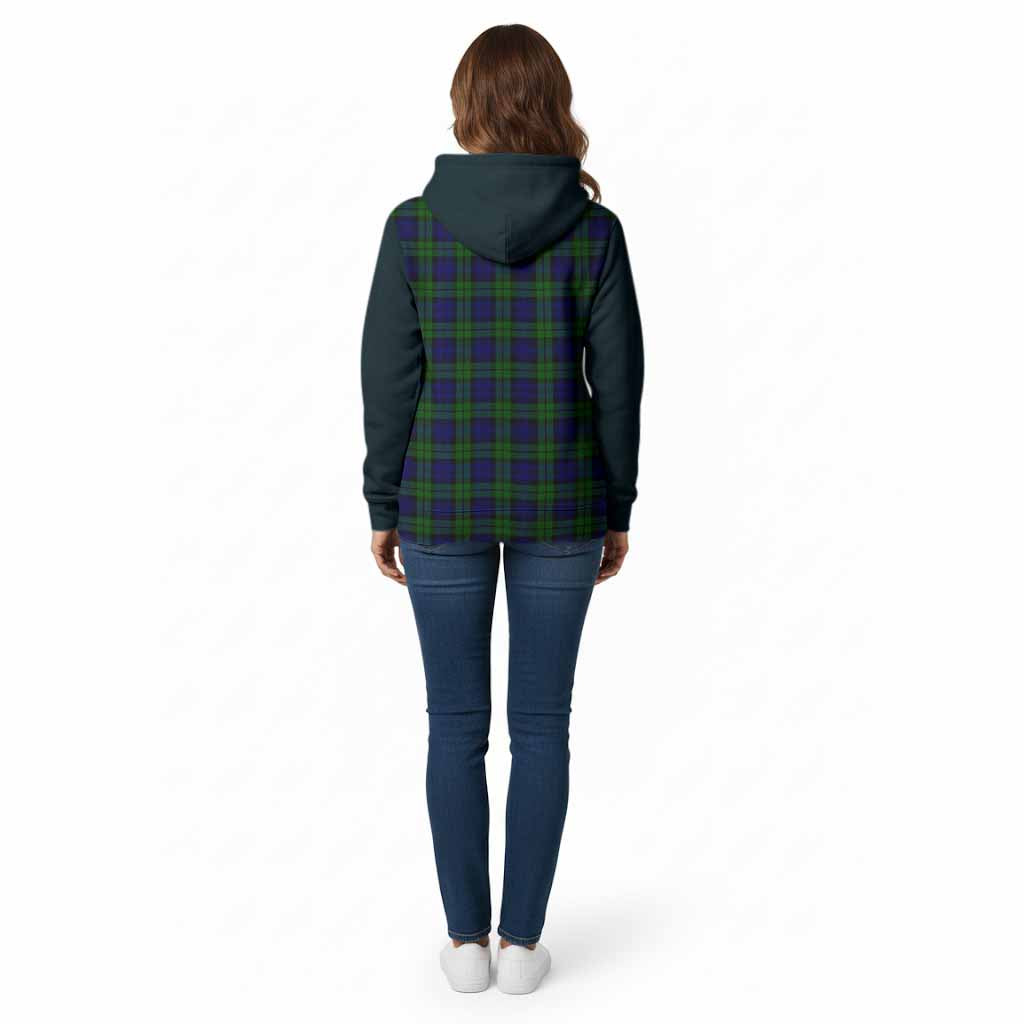 Campbell Tartan Accent Cotton Hoodie with Family Crest