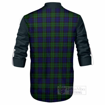 Campbell Tartan Accent Ghillie Shirt with Family Crest
