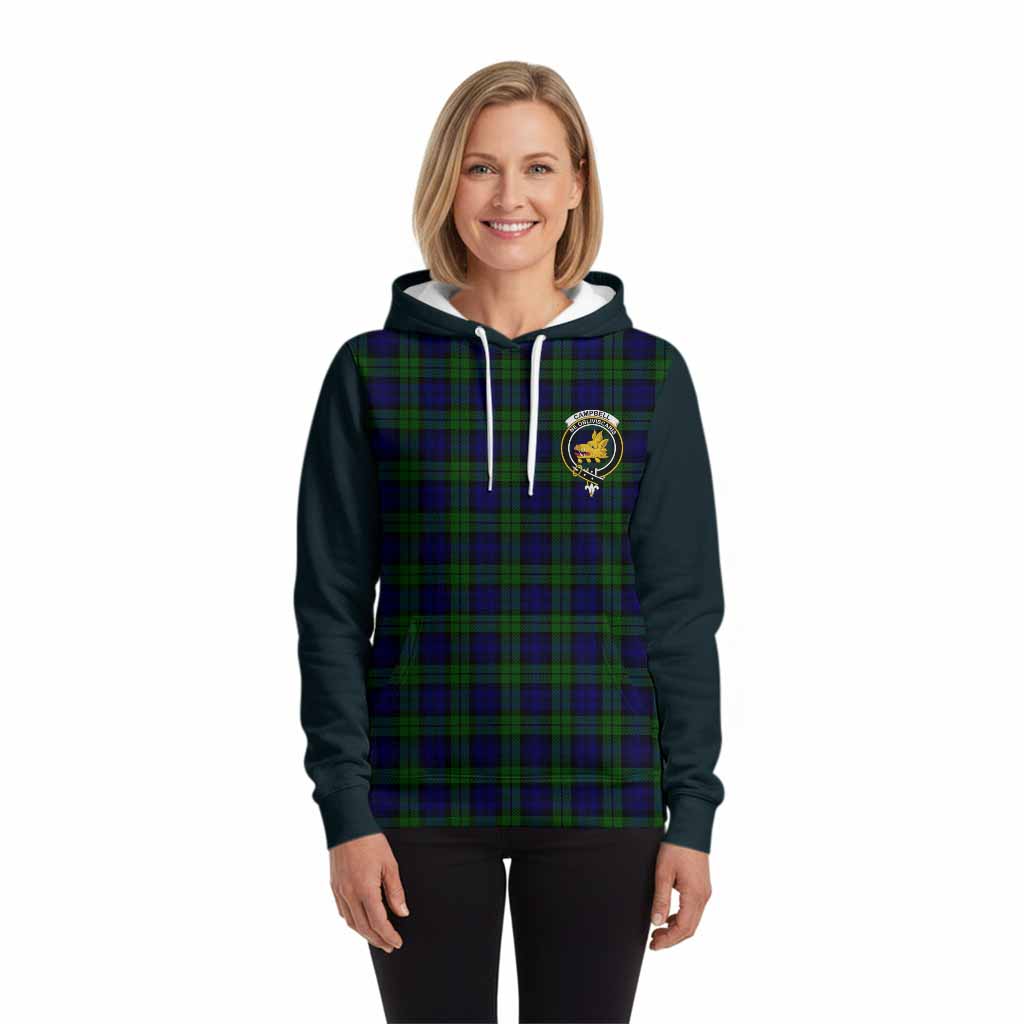 Campbell Tartan Accent Hoodie with Family Crest