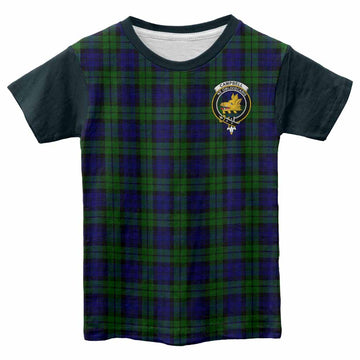 Campbell Tartan Accent Kid T-shirt with Family Crest