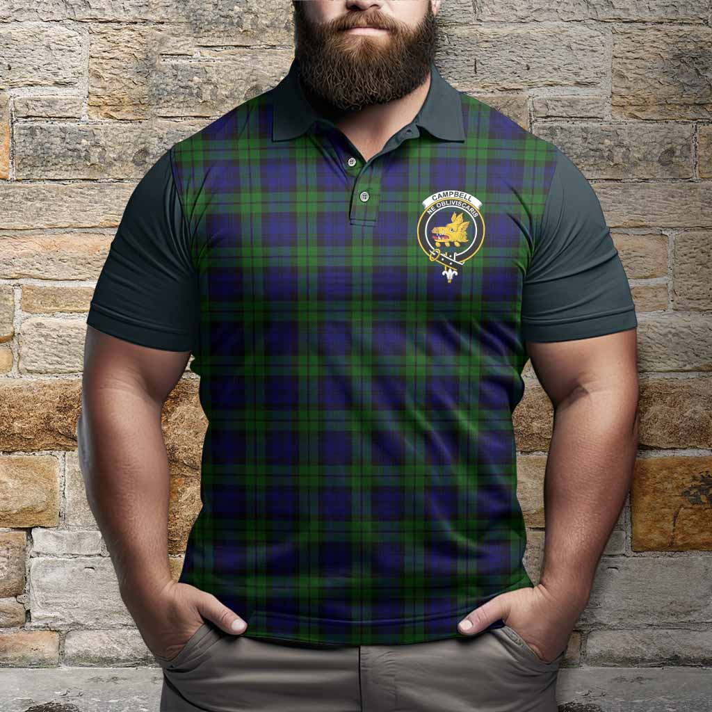 Campbell Tartan Accent Polo Shirt with Family Crest