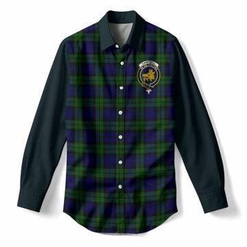 Campbell Tartan Accent Women Casual Shirt with Family Crest