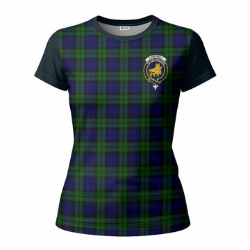 Campbell Tartan Accent Women T shirt with Family Crest