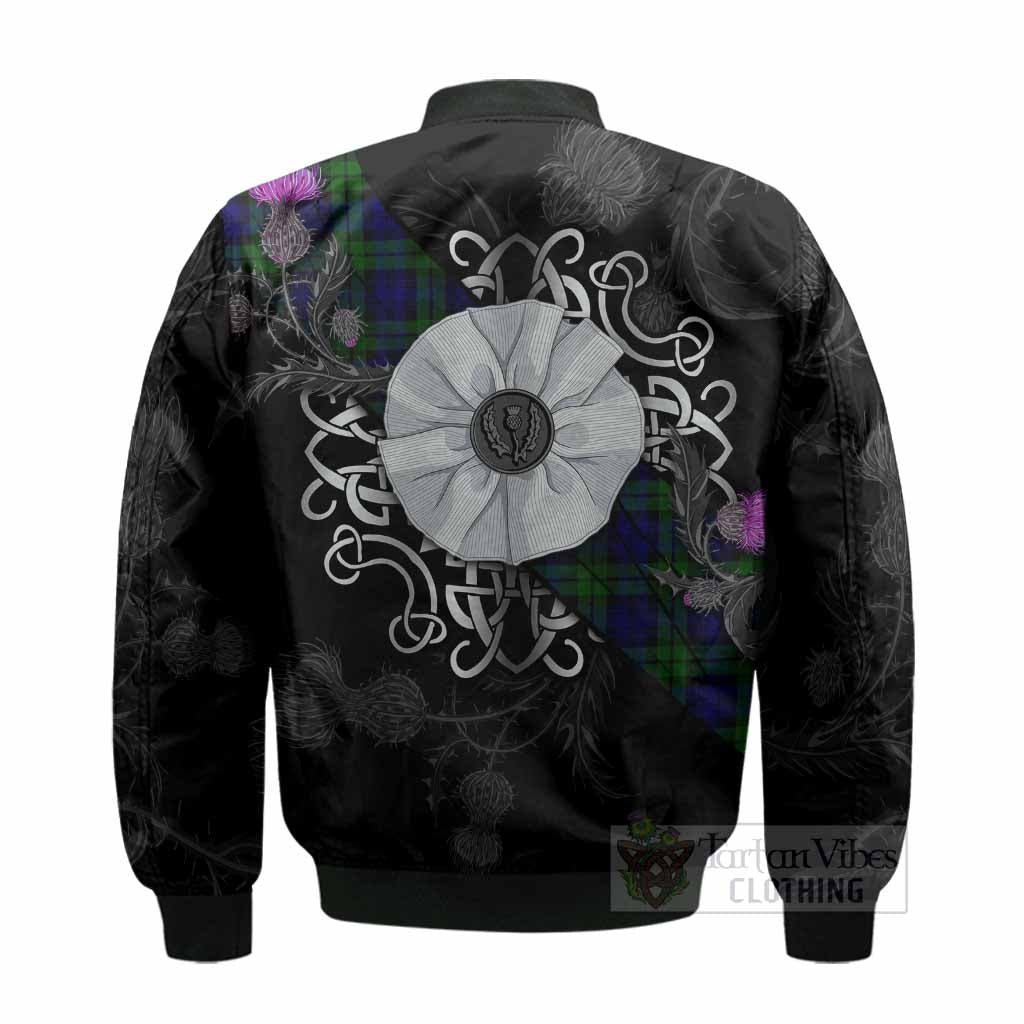 Campbell Tartan Bomber Jacket Jacobite White Rose - Tartan Vibes Clothing