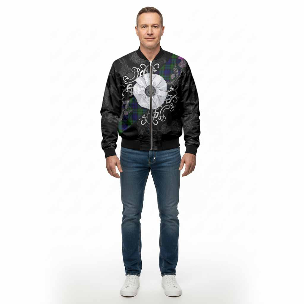 Campbell Tartan Bomber Jacket Jacobite White Rose - Tartan Vibes Clothing
