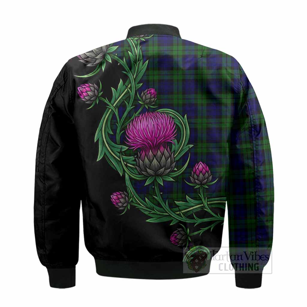 Campbell Tartan Bomber Jacket Resilient Scottish Thistle - Tartan Vibes Clothing