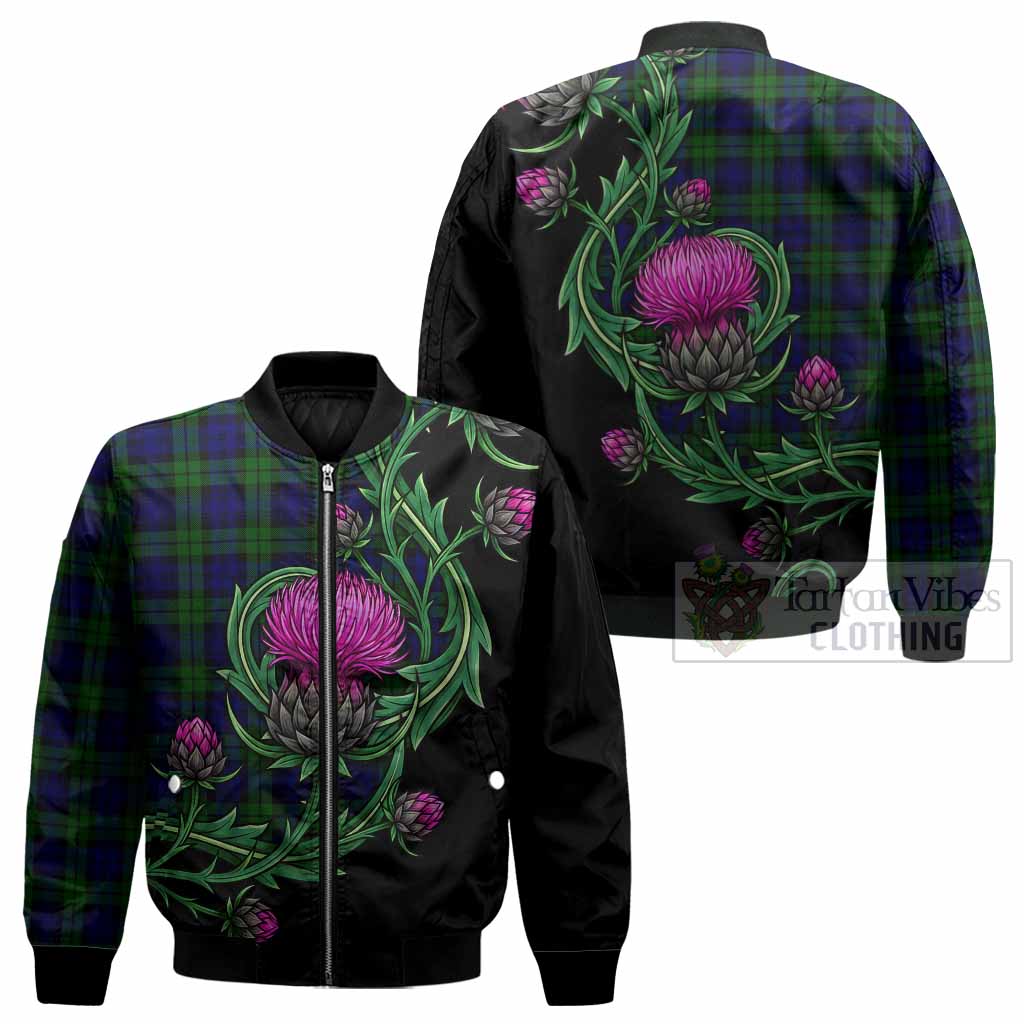 Campbell Tartan Bomber Jacket Resilient Scottish Thistle - Tartan Vibes Clothing