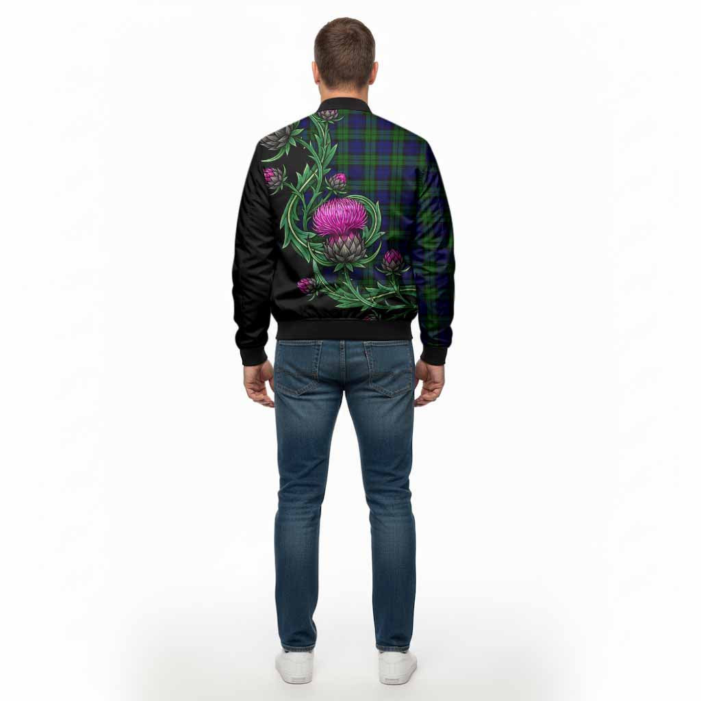 Campbell Tartan Bomber Jacket Resilient Scottish Thistle - Tartan Vibes Clothing
