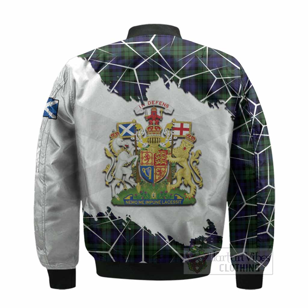 Campbell Tartan Bomber Jacket with Family Crest and Lion Rampant Grunge Style