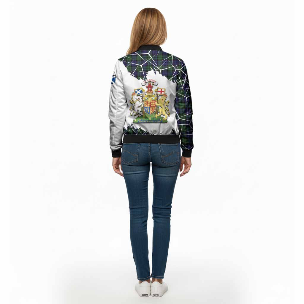 Campbell Tartan Bomber Jacket with Family Crest and Lion Rampant Grunge Style