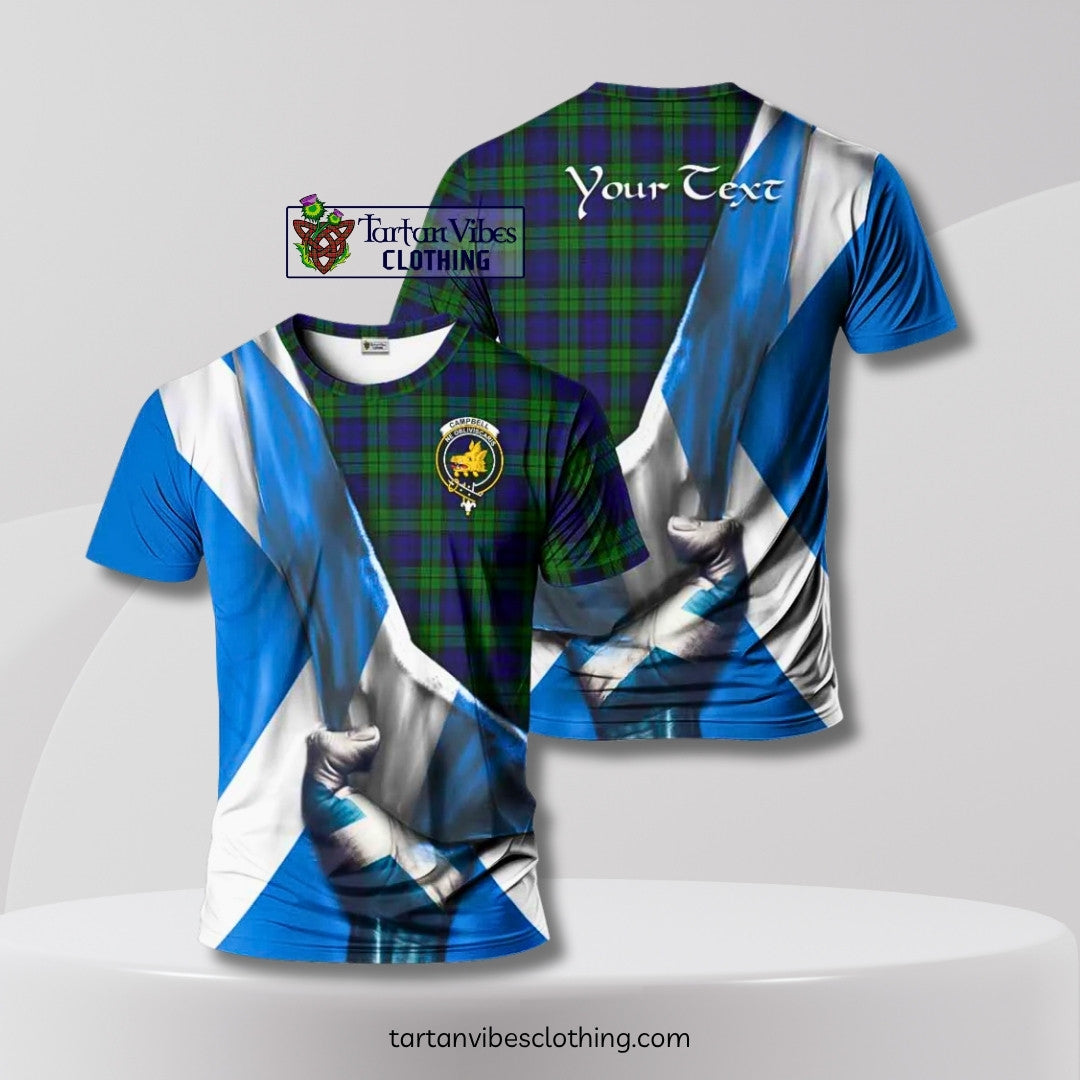 Campbell Tartan T-Shirt with Family Crest Scotland Patriotic