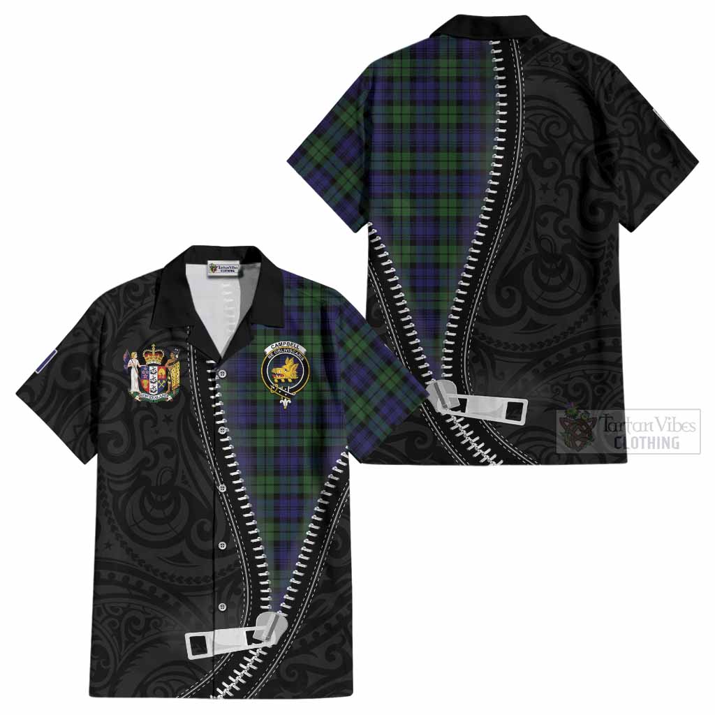Campbell Tartan Cotton Hawaiian Shirt New Zealand Pattern Unique Zipper Stylized